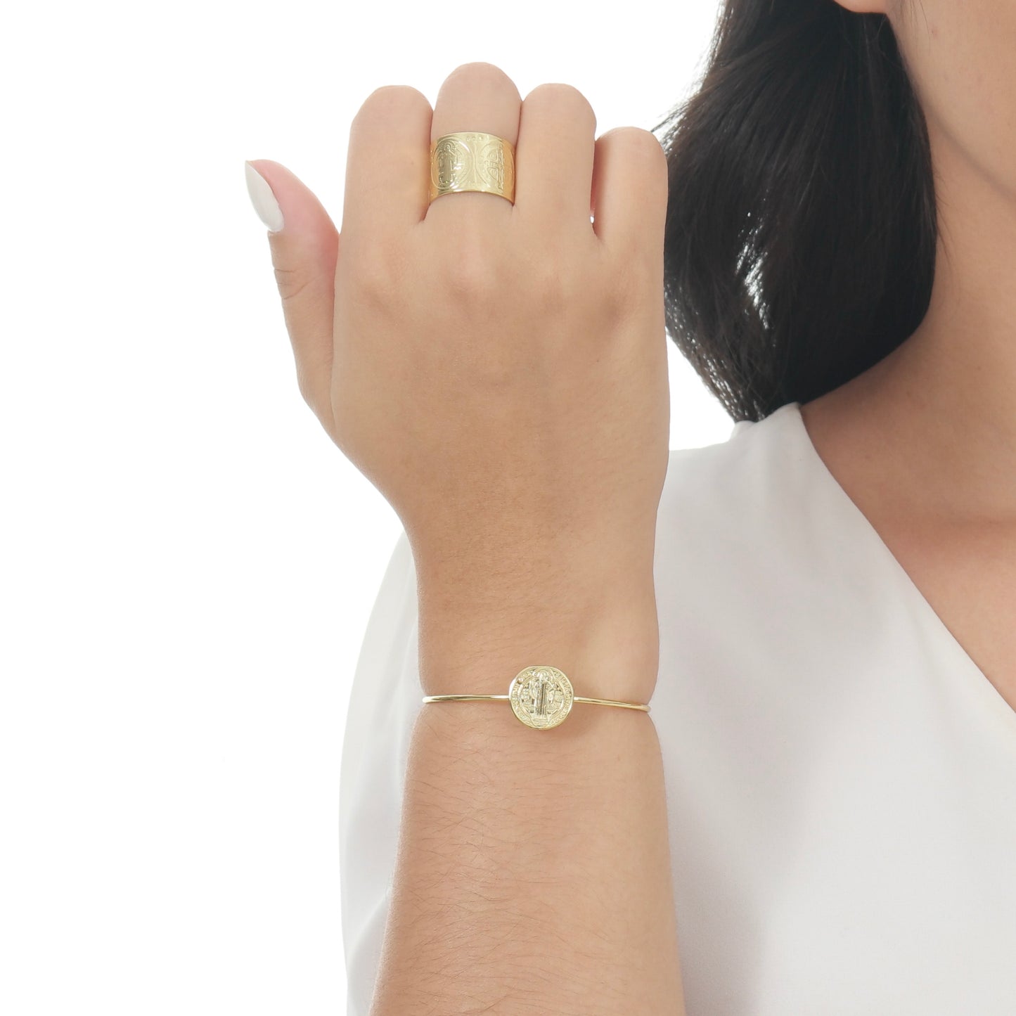 BRACELETE SÃO BENTO AJUSTÁVEL OURO 18K