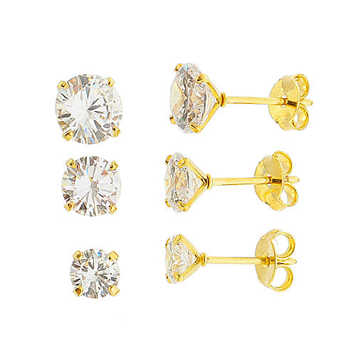 BRINCO TRIO PONTO DE LUZ ZIRCÔNIAS OURO 18K