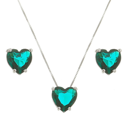CONJUNTO CORAÇÃO VERDE ESMERALDA RÓDIO