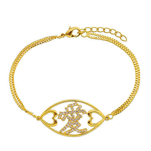 PULSEIRA AMOR ESCRITA JAPONESA COM ZIRCÔNIAS OURO 18K