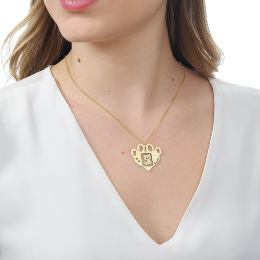 COLAR PATINHA DE GATO + PINGENTE BANHADO OURO 18K