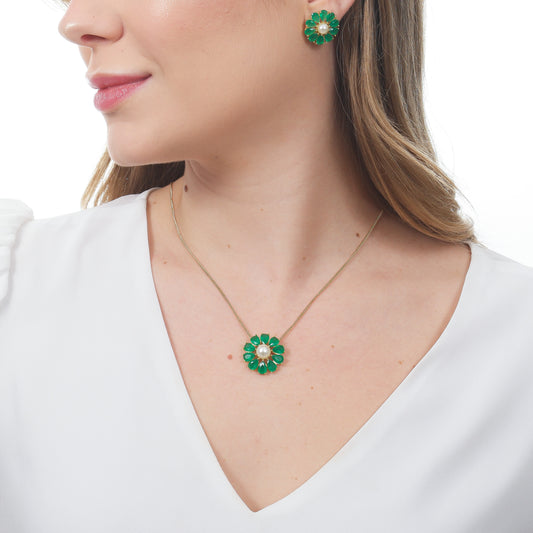 CONJUNTO BELLA VERDE ESMERALDA OURO 18K