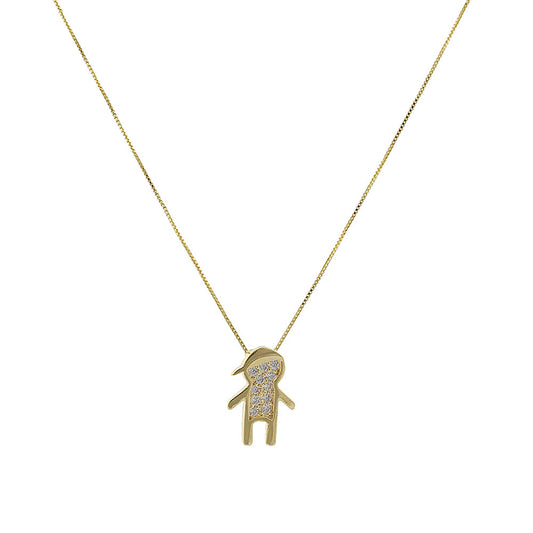 COLAR FILHO ZIRCÔNIAS CRISTAIS OURO 18K