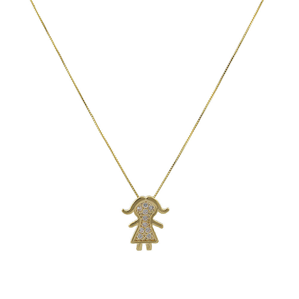 COLAR FILHA ZIRCÔNIAS CRISTAIS OURO 18K