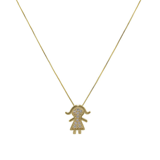 COLAR FILHA ZIRCÔNIAS CRISTAIS OURO 18K