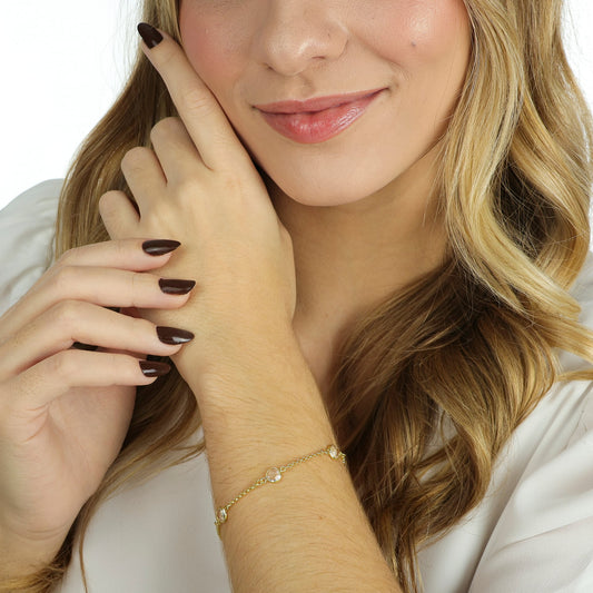 PULSEIRA 6 CRISTAIS OURO 18K