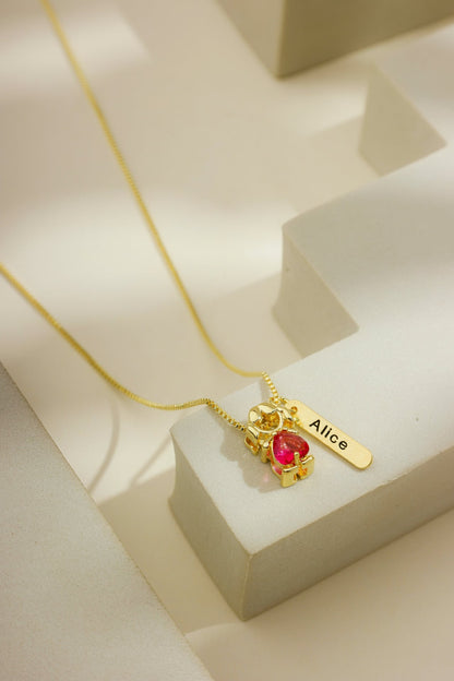 COLAR MENINA RUBI + PLAQUINHA DE NOME OURO 18K
