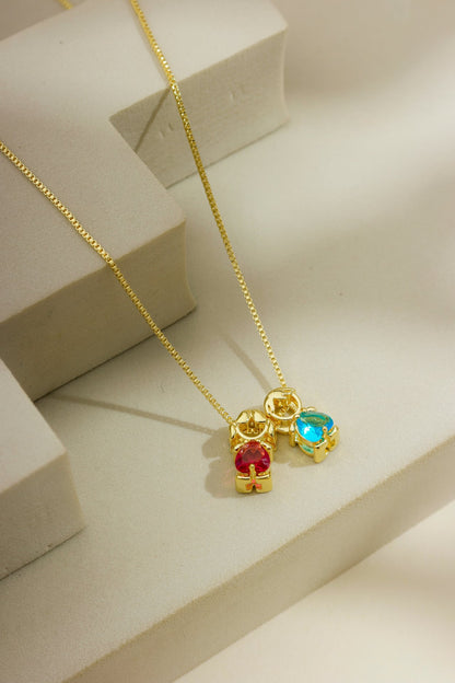 COLAR MENINA RUBI E MENINO AZUL PISCINA OURO 18K