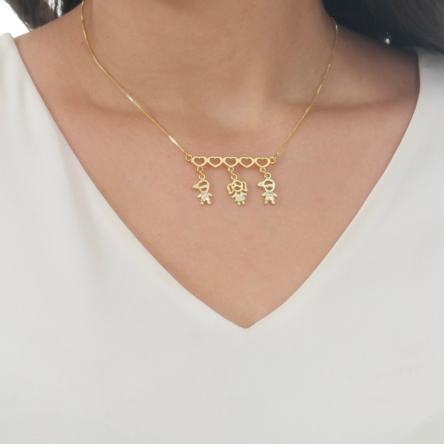 COLAR CANGA CORAÇÕES DELICADOS OURO 18K
