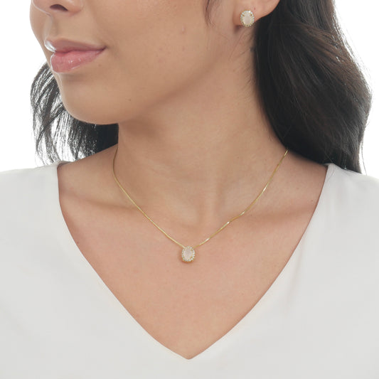 CONJUNTO OVAL PRINCESA BRANCO VELA OURO 18K