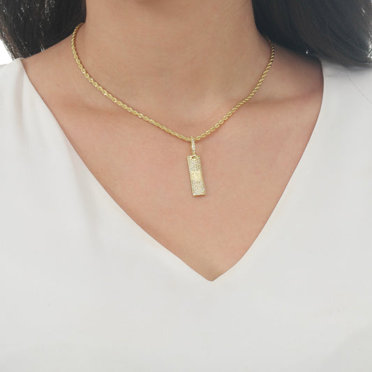 COLAR LETRA ZIRCÔNIAS COM CORDÃO BAIANO TUBINHO OURO 18K