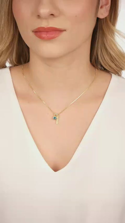 COLAR MENINO AZUL + PLAQUINHA DE NOME OURO 18K