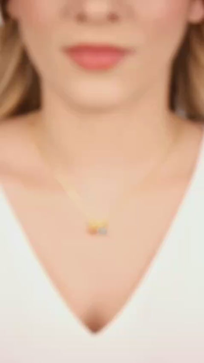 COLAR MENINA RUBI E MENINO AZUL PISCINA OURO 18K