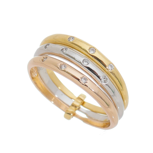 ANEL TRIO DE ALIANÇAS OURO/ROSÊ GOLD/RÓDIO